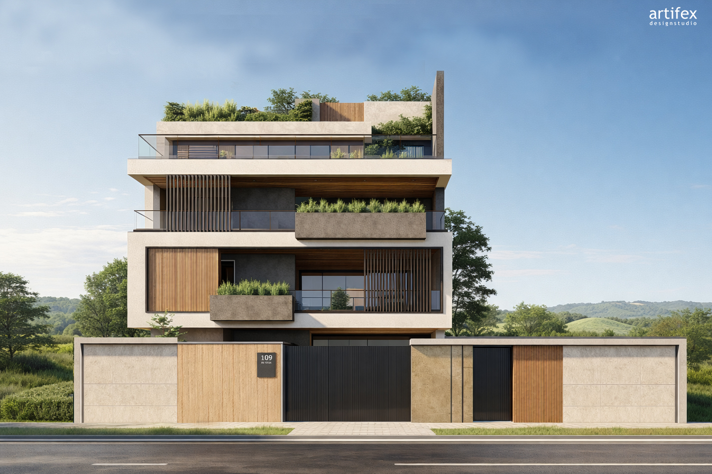 Luxury villa elevation by Artifex Design Studio