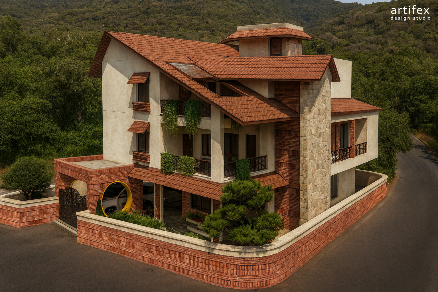 Kerala style villa architecture in Bhubaneswar